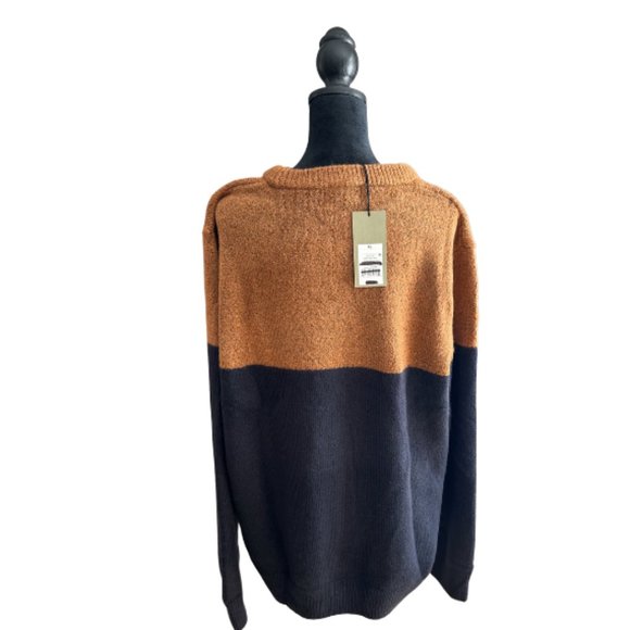 COPY - Navy Blue and Rust Orange Two Tone Long Sleeve Sweater - New! - Picture 2 of 2